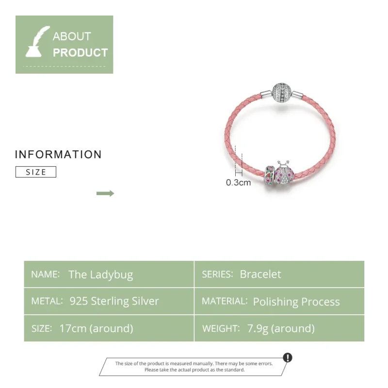 (image for) Pandora Style Leather Ladybug Bracelet - SCB823 - View 5
