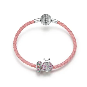 Pandora Style Leather Ladybug Bracelet - SCB823 (image for) Pandora Style Leather Ladybug Bracelet - SCB823