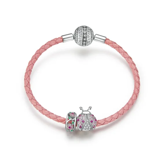 (image for) Pandora Style Leather Ladybug Bracelet - SCB823