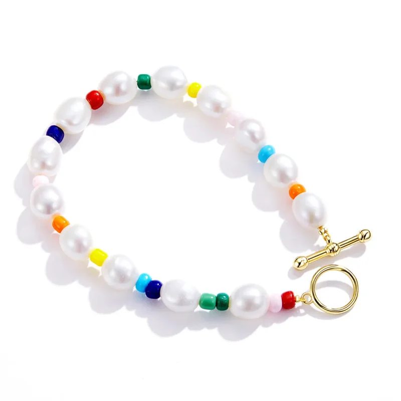 (image for) Pandora Style Rainbow Pearl Bracelet - BSB074 - View 2
