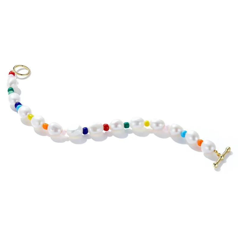 (image for) Pandora Style Rainbow Pearl Bracelet - BSB074 - View 4