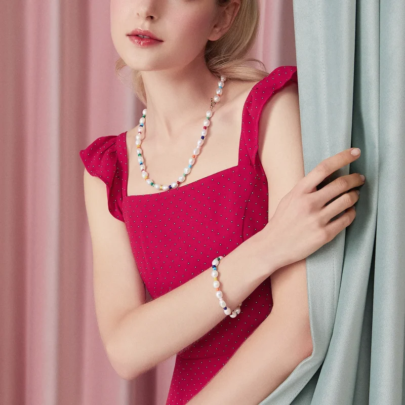 (image for) Pandora Style Rainbow Pearl Bracelet - BSB074 - View 5