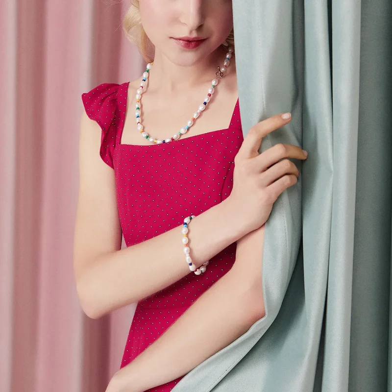 (image for) Pandora Style Rainbow Pearl Bracelet - BSB074 - View 7