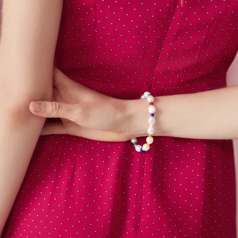 (image for) Pandora Style Rainbow Pearl Bracelet - BSB074 - View 9