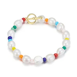(image for) Pandora Style Rainbow Pearl Bracelet - BSB074