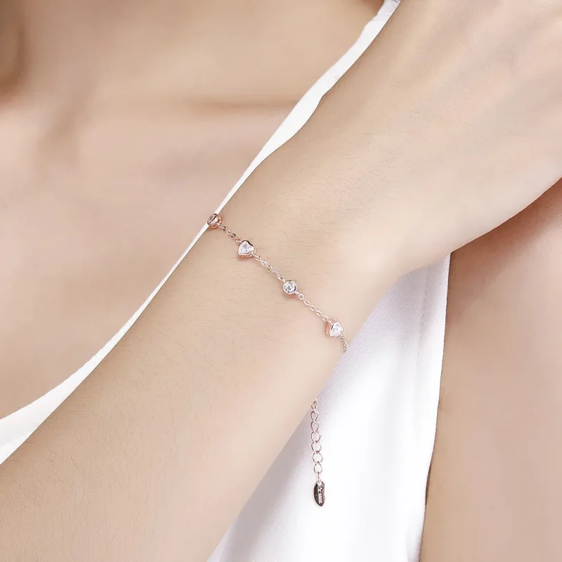 (image for) Pandora Style Rose Gold Beauty of Simplicity Five Clip Chain Slider Bracelet - S - View 2