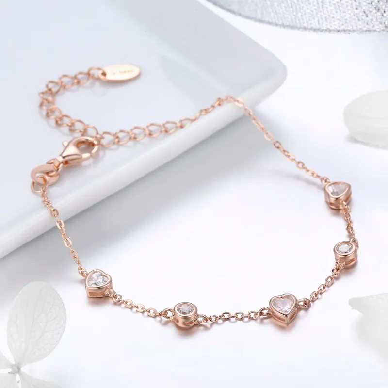 (image for) Pandora Style Rose Gold Beauty of Simplicity Five Clip Chain Slider Bracelet - S - View 4