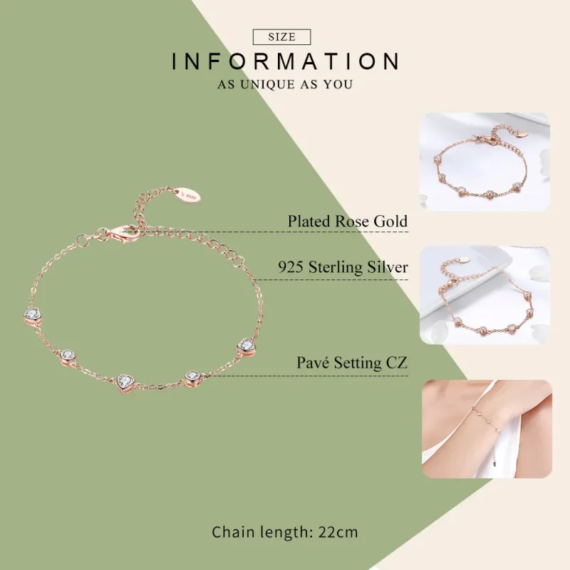 (image for) Pandora Style Rose Gold Beauty of Simplicity Five Clip Chain Slider Bracelet - S - View 5