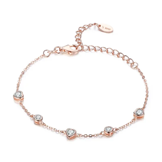 (image for) Pandora Style Rose Gold Beauty of Simplicity Five Clip Chain Slider Bracelet - SCB097