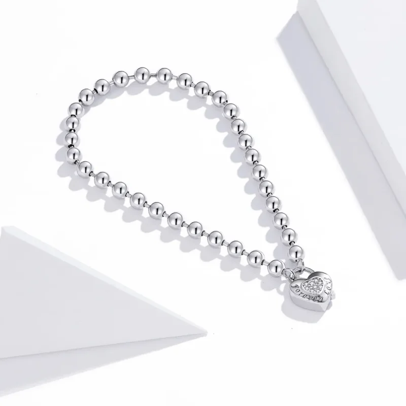 (image for) Pandora Style Silver Bead Chain bracelet - SCB203 - View 2