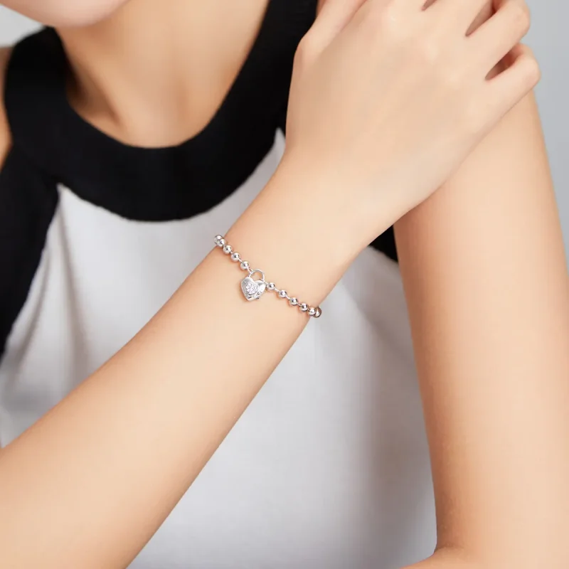 (image for) Pandora Style Silver Bead Chain bracelet - SCB203 - View 5
