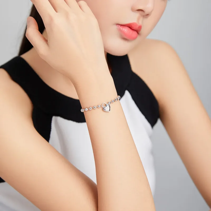 (image for) Pandora Style Silver Bead Chain bracelet - SCB203 - View 6