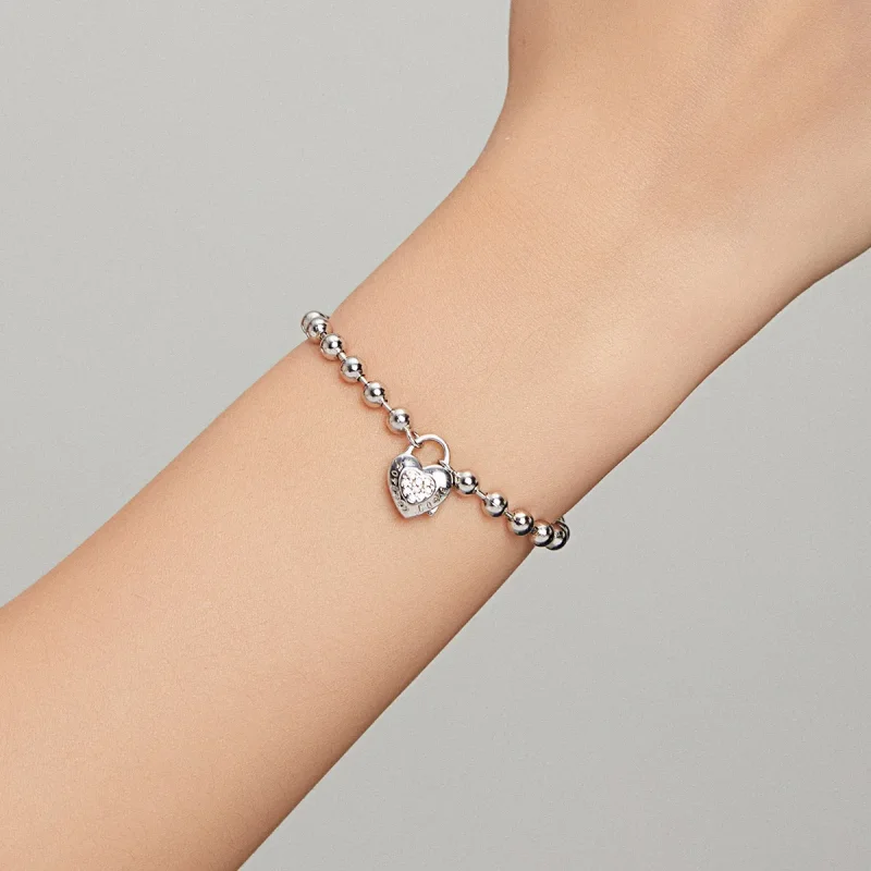(image for) Pandora Style Silver Bead Chain bracelet - SCB203 - View 7