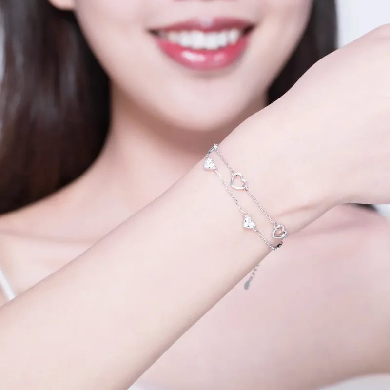 (image for) Pandora Style Silver Beautiful Love Chain Slider Bracelet - SCB151 - View 2