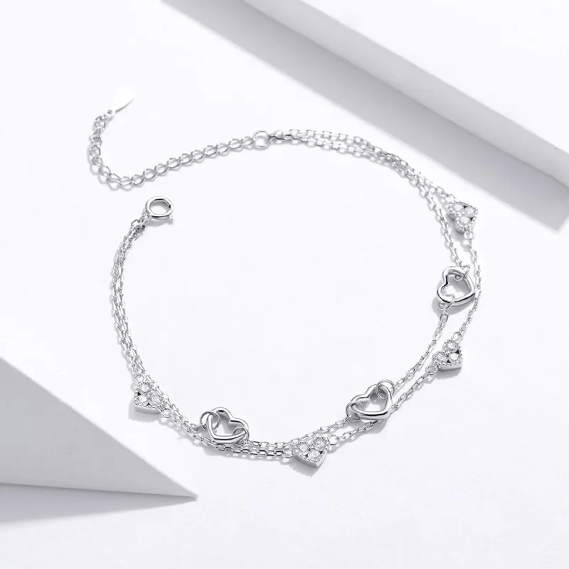 (image for) Pandora Style Silver Beautiful Love Chain Slider Bracelet - SCB151 - View 3