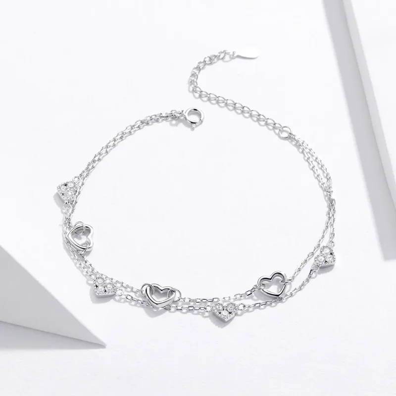 (image for) Pandora Style Silver Beautiful Love Chain Slider Bracelet - SCB151 - View 4