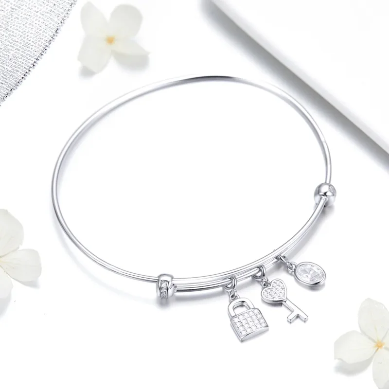 (image for) Pandora Style Silver Beautiful Promise Anniversary Slider Bangle - SCB119 - View 2