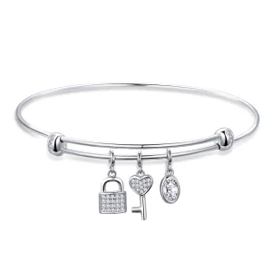 Pandora Style Silver Beautiful Promise Anniversary Slider Bangle - SCB119 (image for) Pandora Style Silver Beautiful Promise Anniversary Slider Bangle - SCB119