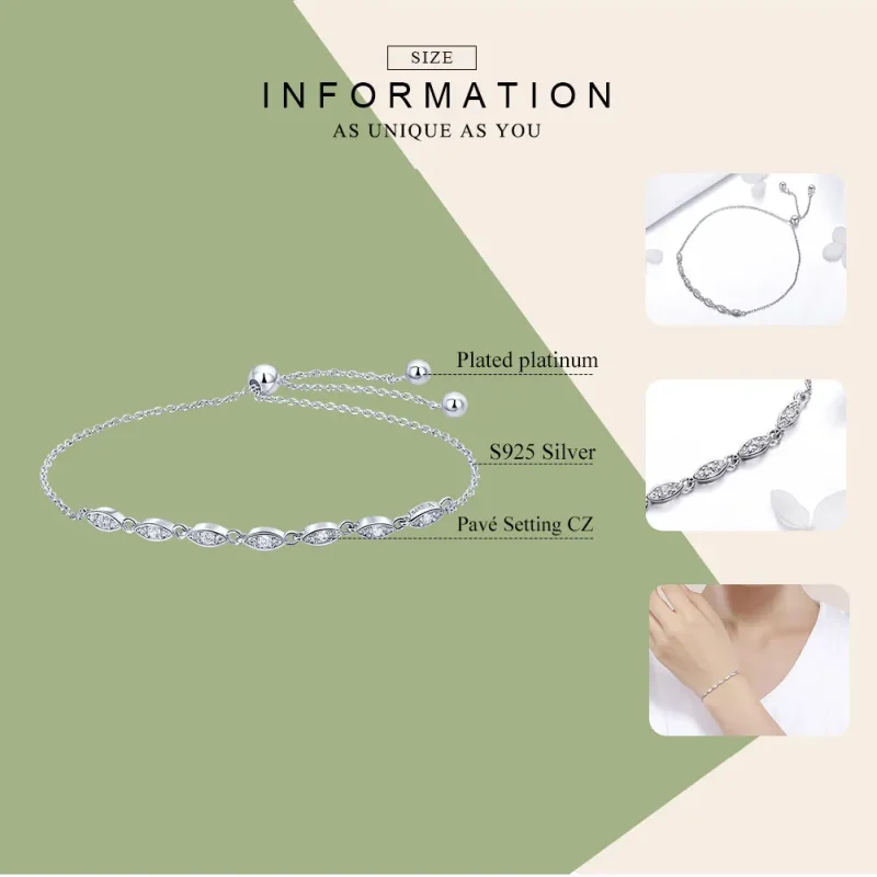 (image for) Pandora Style Silver Beauty of Simplicity Chain Slider Bracelet - SCB086 - View 5