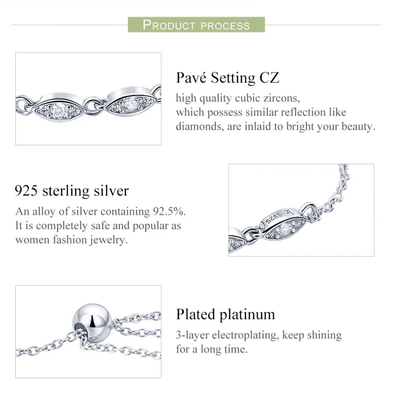 (image for) Pandora Style Silver Beauty of Simplicity Chain Slider Bracelet - SCB086 - View 6