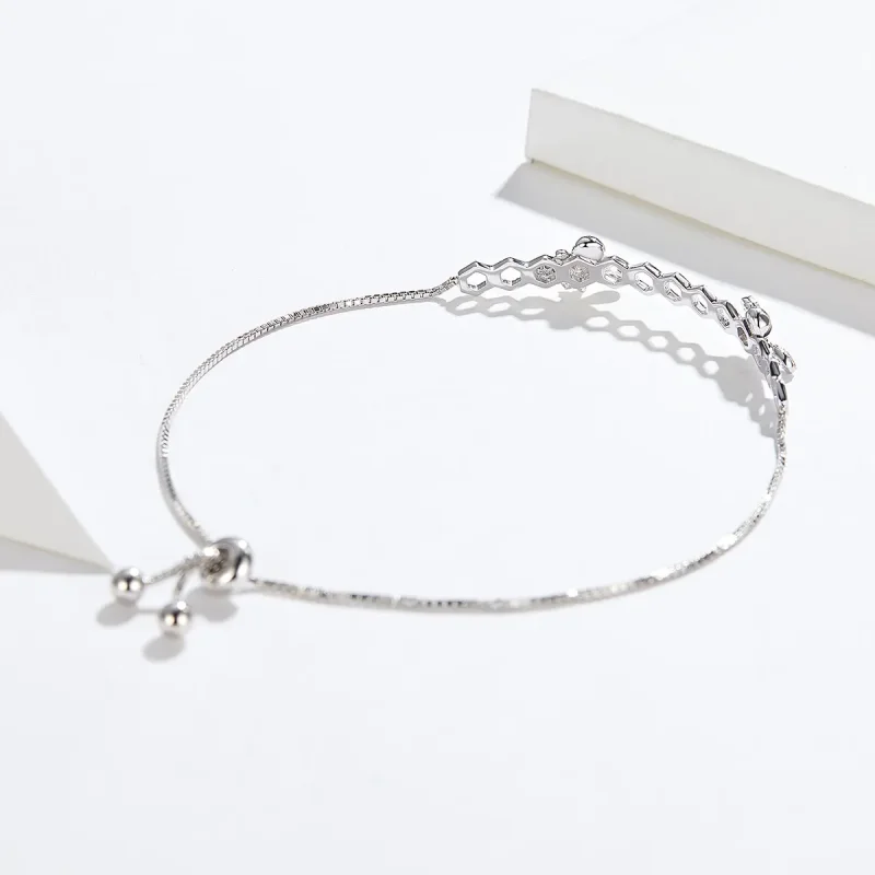(image for) Pandora Style Silver Bee Hive Chain Slider Bracelet - SCB150 - View 4