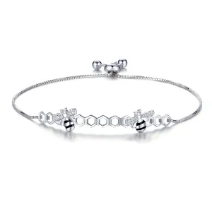 (image for) Pandora Style Silver Bee Hive Chain Slider Bracelet - SCB150