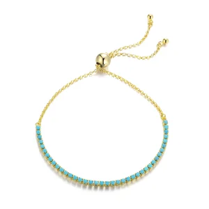 (image for) Pandora Style Silver Blue Sky Slider Tennis Bracelet - SCB118