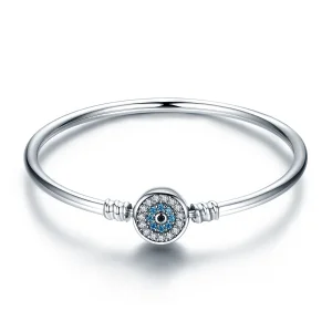 Pandora Style Silver Cubic Zirconia Guardian Eye Bangle - SCB012 (image for) Pandora Style Silver Cubic Zirconia Guardian Eye Bangle - SCB012