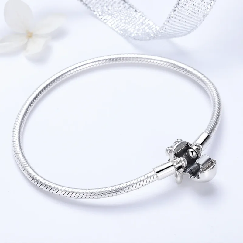 (image for) Pandora Style Silver Cute Bulldog Chain Bracelet - SCB075 - View 5