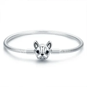 Pandora Style Silver Cute Bulldog Chain Bracelet - SCB075 (image for) Pandora Style Silver Cute Bulldog Chain Bracelet - SCB075