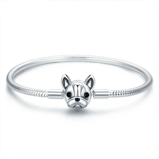 (image for) Pandora Style Silver Cute Bulldog Chain Bracelet - SCB075