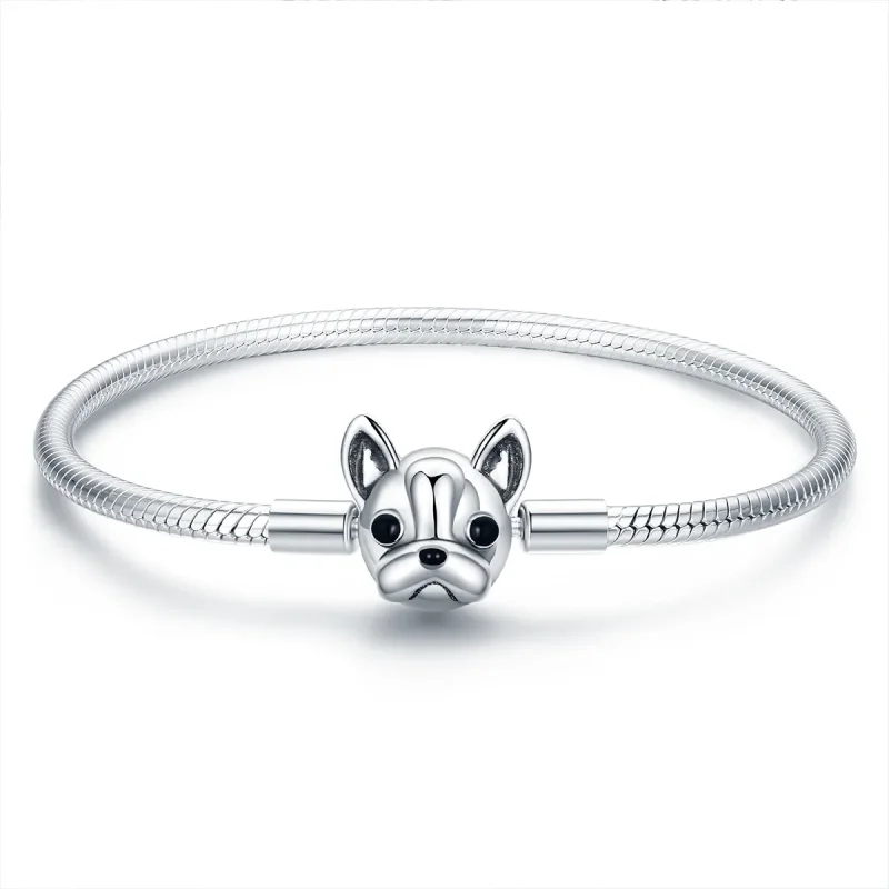 (image for) Pandora Style Silver Cute Bulldog Chain Bracelet - SCB075