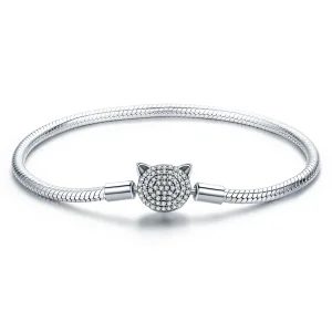 Pandora Style Silver Cute Cat Chain Bracelet - SCB053 (image for) Pandora Style Silver Cute Cat Chain Bracelet - SCB053