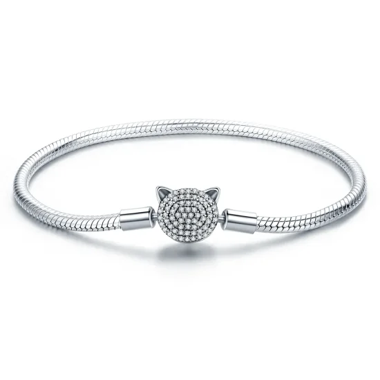 (image for) Pandora Style Silver Cute Cat Chain Bracelet - SCB053