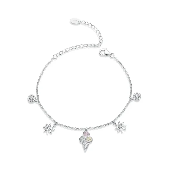 (image for) Pandora Style Silver Cute Ice Cream Chain Slider Bracelet - SCB139