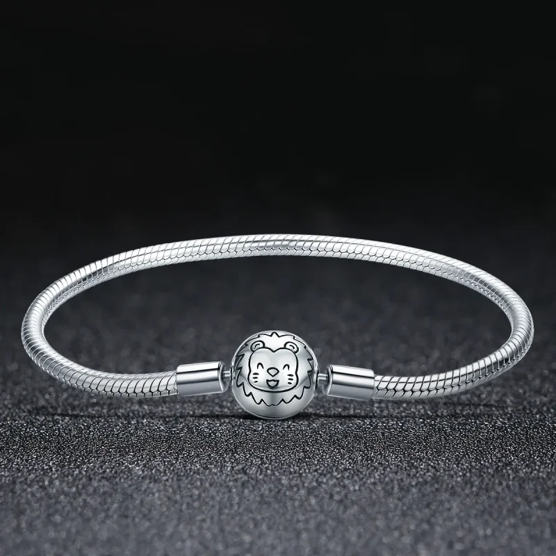 (image for) Pandora Style Silver Cute Lion Chain Bracelet - SCB054 - View 3