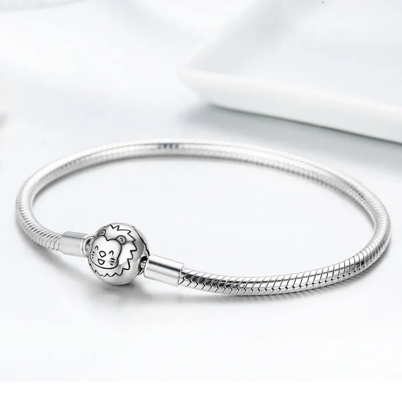 (image for) Pandora Style Silver Cute Lion Chain Bracelet - SCB054 - View 4
