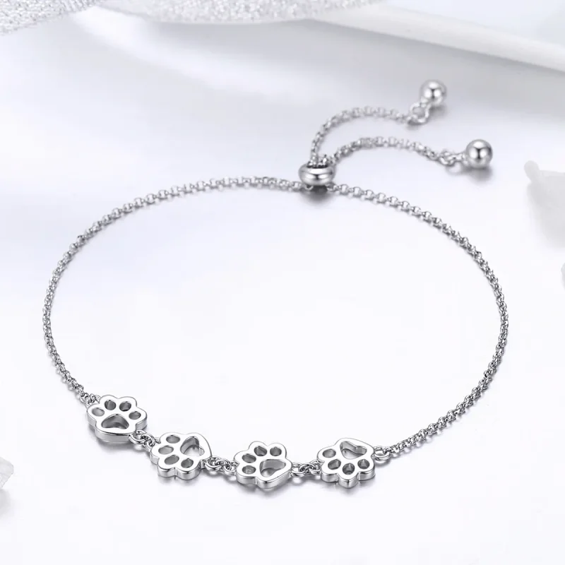 (image for) Pandora Style Silver Cute Pet Claw Marks Chain Slider Bracelet - SCB096 - View 6