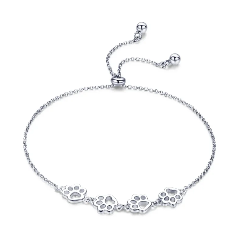 (image for) Pandora Style Silver Cute Pet Claw Marks Chain Slider Bracelet - SCB096