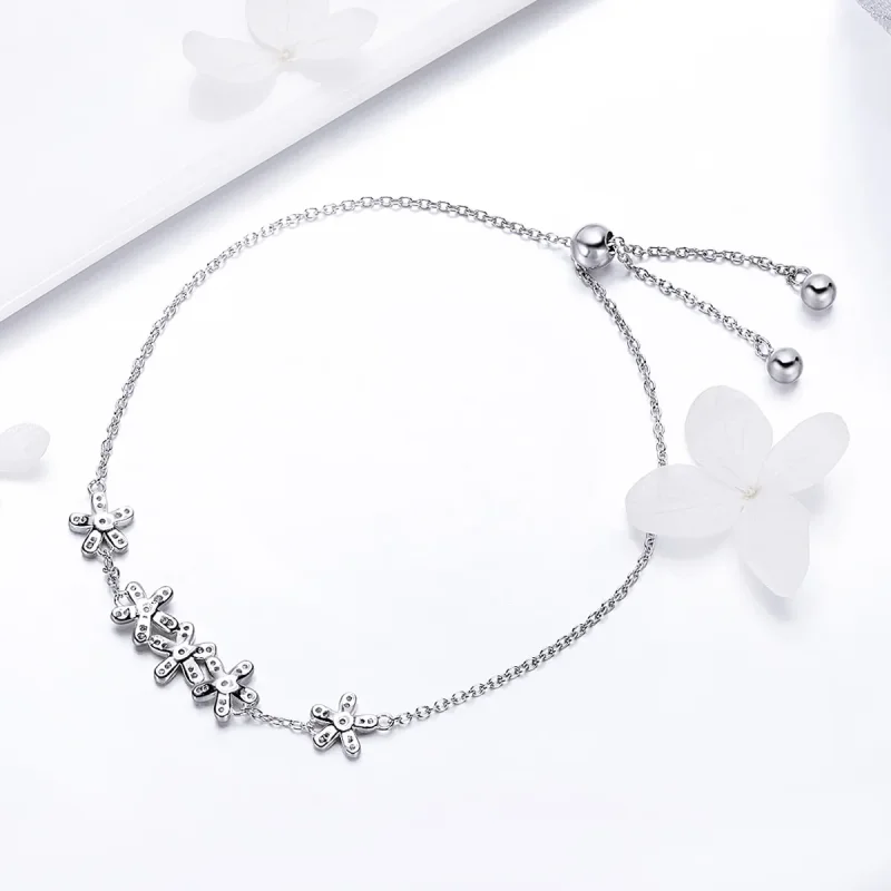(image for) Pandora Style Silver Daisy Chain Slider Bracelet - SCB084 - View 3