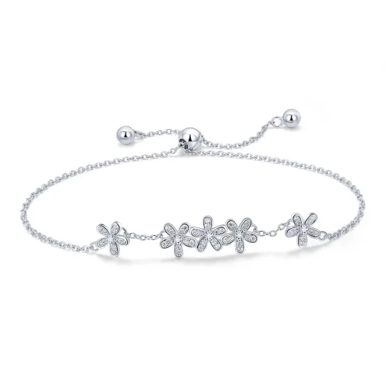 (image for) Pandora Style Silver Daisy Chain Slider Bracelet - SCB084
