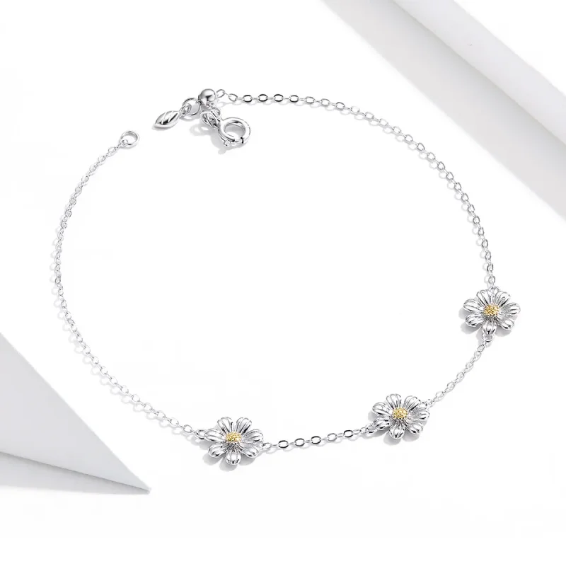 (image for) Pandora Style Silver Daisy Chain Slider Bracelet - SCB165 - View 4