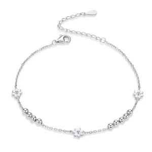 (image for) Pandora Style Silver Daisy Flower Chain Slider Bracelet - SCB146