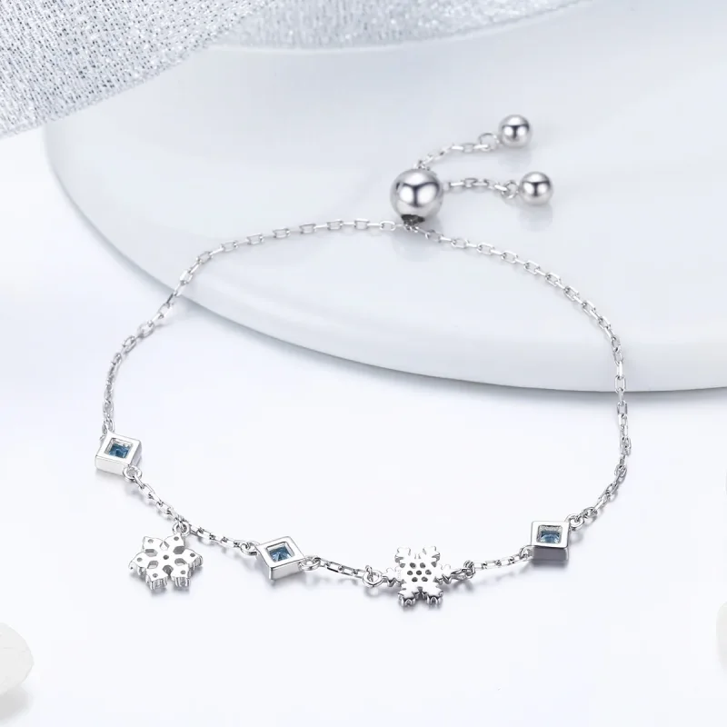 (image for) Pandora Style Silver Dancing Snowflake bracelet - BSB001 - View 3