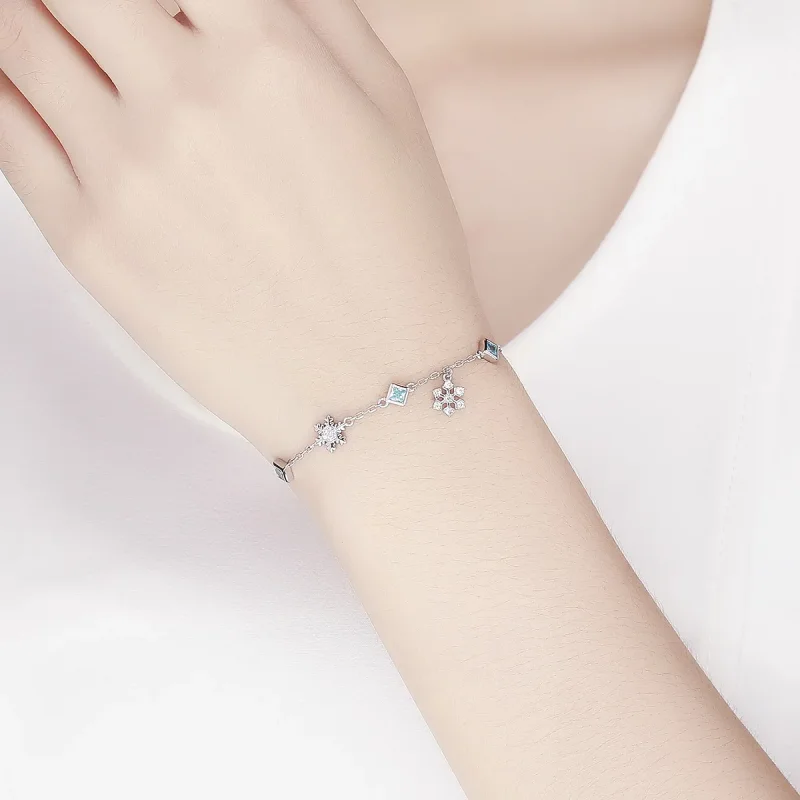 (image for) Pandora Style Silver Dancing Snowflake bracelet - BSB001 - View 5
