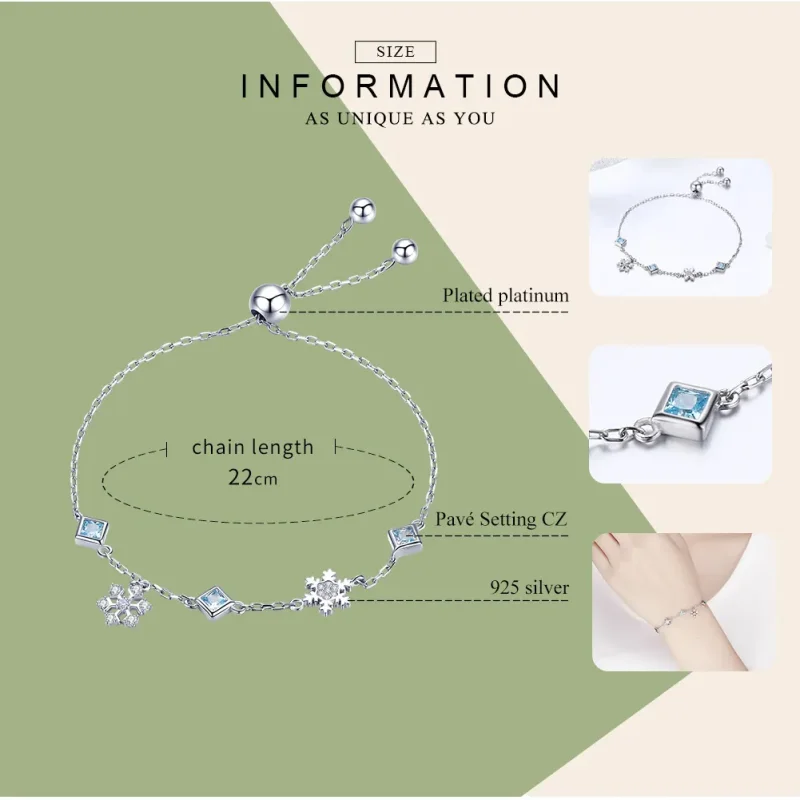 (image for) Pandora Style Silver Dancing Snowflake bracelet - BSB001 - View 8