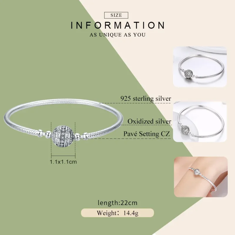 (image for) Pandora Style Silver Delicate Life Chain Bracelet - SCB062 - View 3
