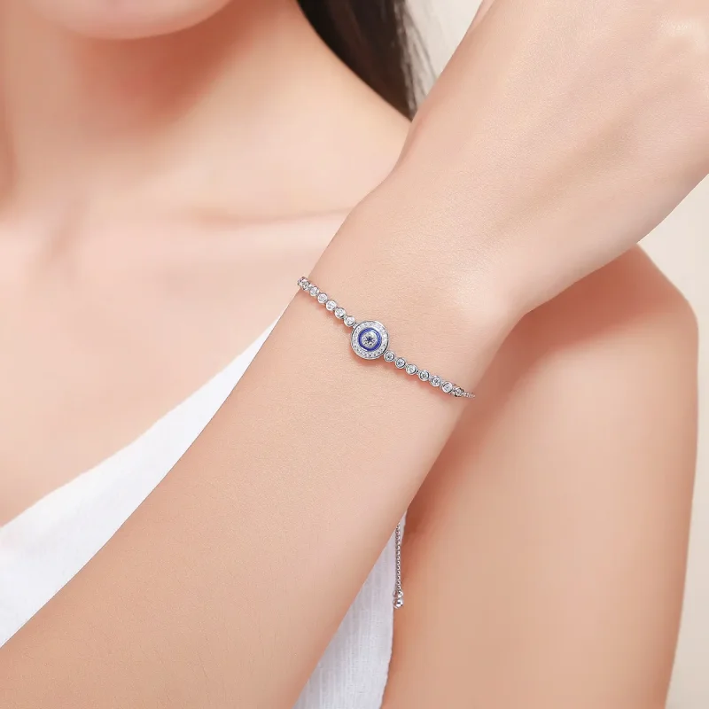 (image for) Pandora Style Silver Devil's Eye Slider Bracelet - SCB033 - View 2