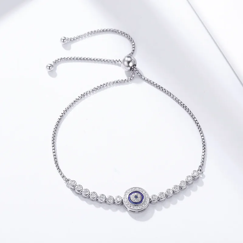 (image for) Pandora Style Silver Devil's Eye Slider Bracelet - SCB033 - View 3