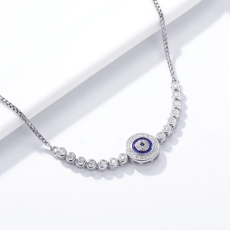 (image for) Pandora Style Silver Devil's Eye Slider Bracelet - SCB033 - View 4